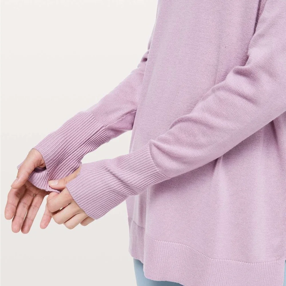 LULULEMON Lavender Still At Ease Antoinette Breezy Back Pullover Sweater Sz 8 - Picture 6 of 15